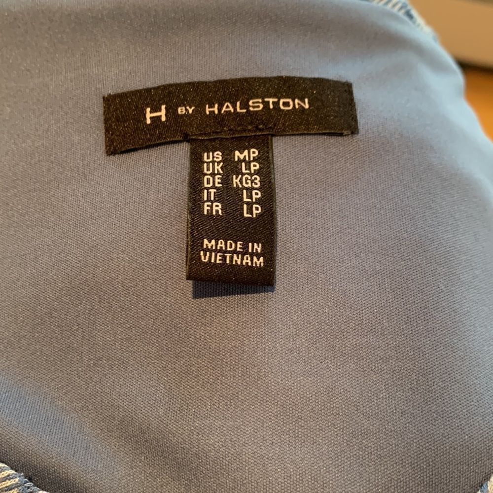H by Halston Petite Knit Pattern Midi Dress with Waist Tie in blue medium petite - Picture 8 of 8